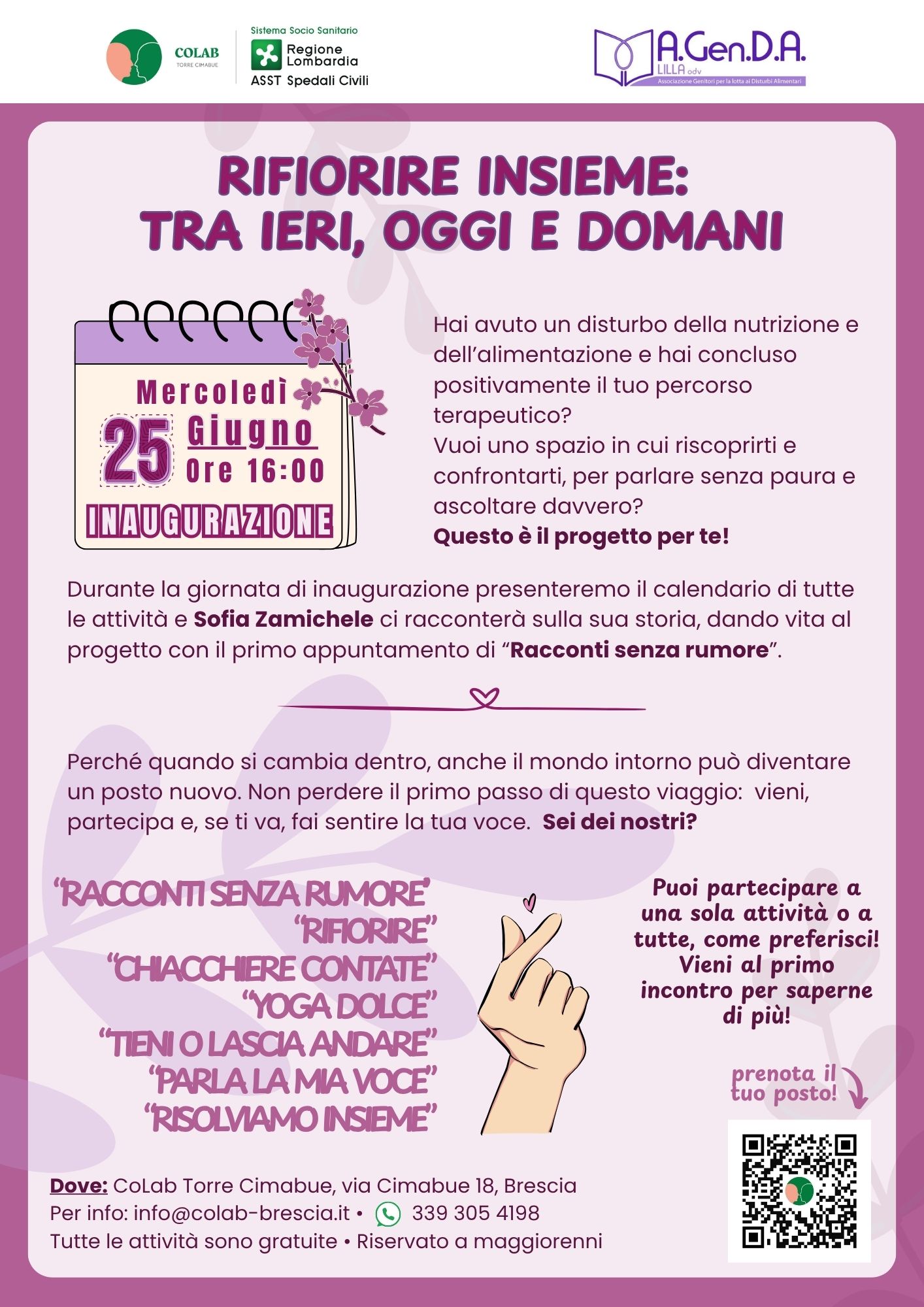 RIFIORIRE INSIEME TRA IERI, OGGI E DOMANI locandina inaugurazione rifiorire insieme